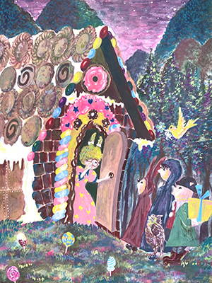 おとぎ話の挿絵のアクリルイラスト