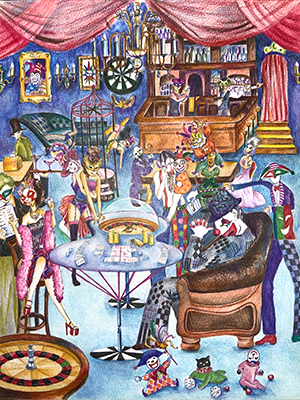 楽しいパーティーの色鉛筆イラスト